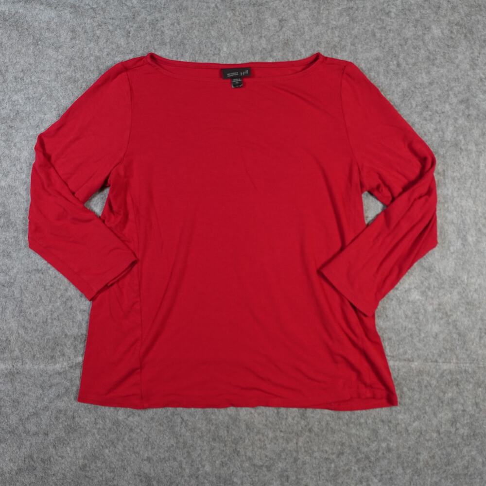 J. Jill Top Womens Extra Small Wearever Collection Red Long Sleeve Boat Neck